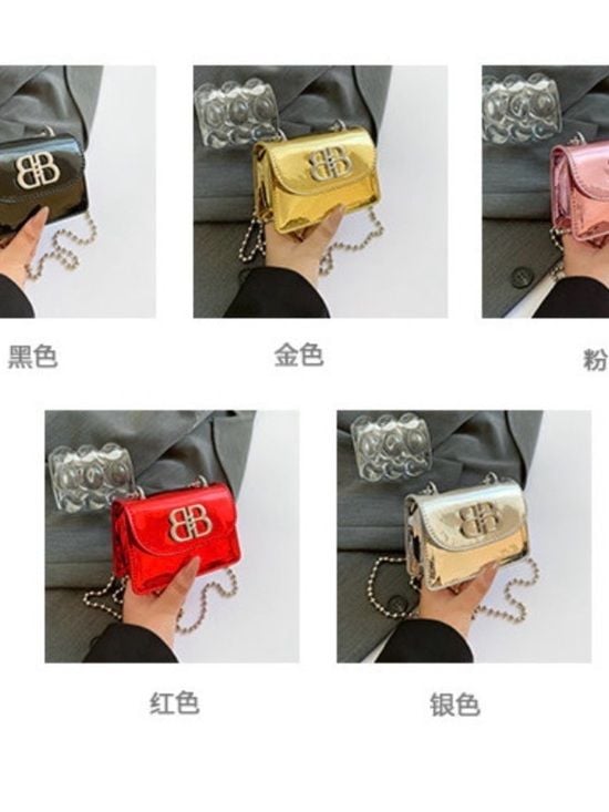A Classy Chic Boutique Gold Metallic Mini Crossbody with Silver Logo 5