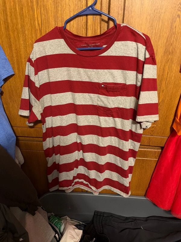 Tommy Hilfiger XL Maroon/Gray striped 2