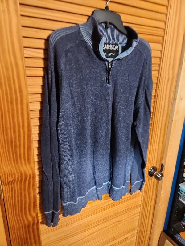 • Carbon Men's 1/4 Zip Sweater Pullover Heather Denim Blue Mock Neck XXL 4