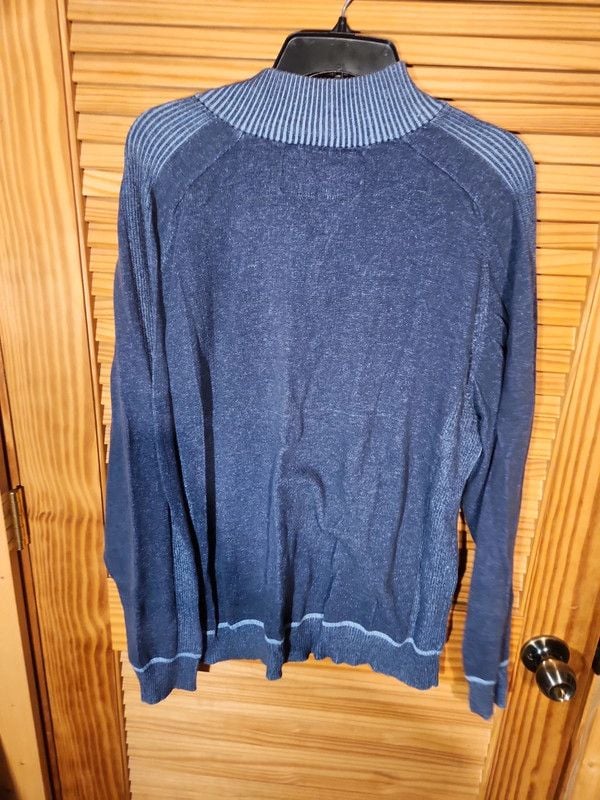 • Carbon Men's 1/4 Zip Sweater Pullover Heather Denim Blue Mock Neck XXL 5