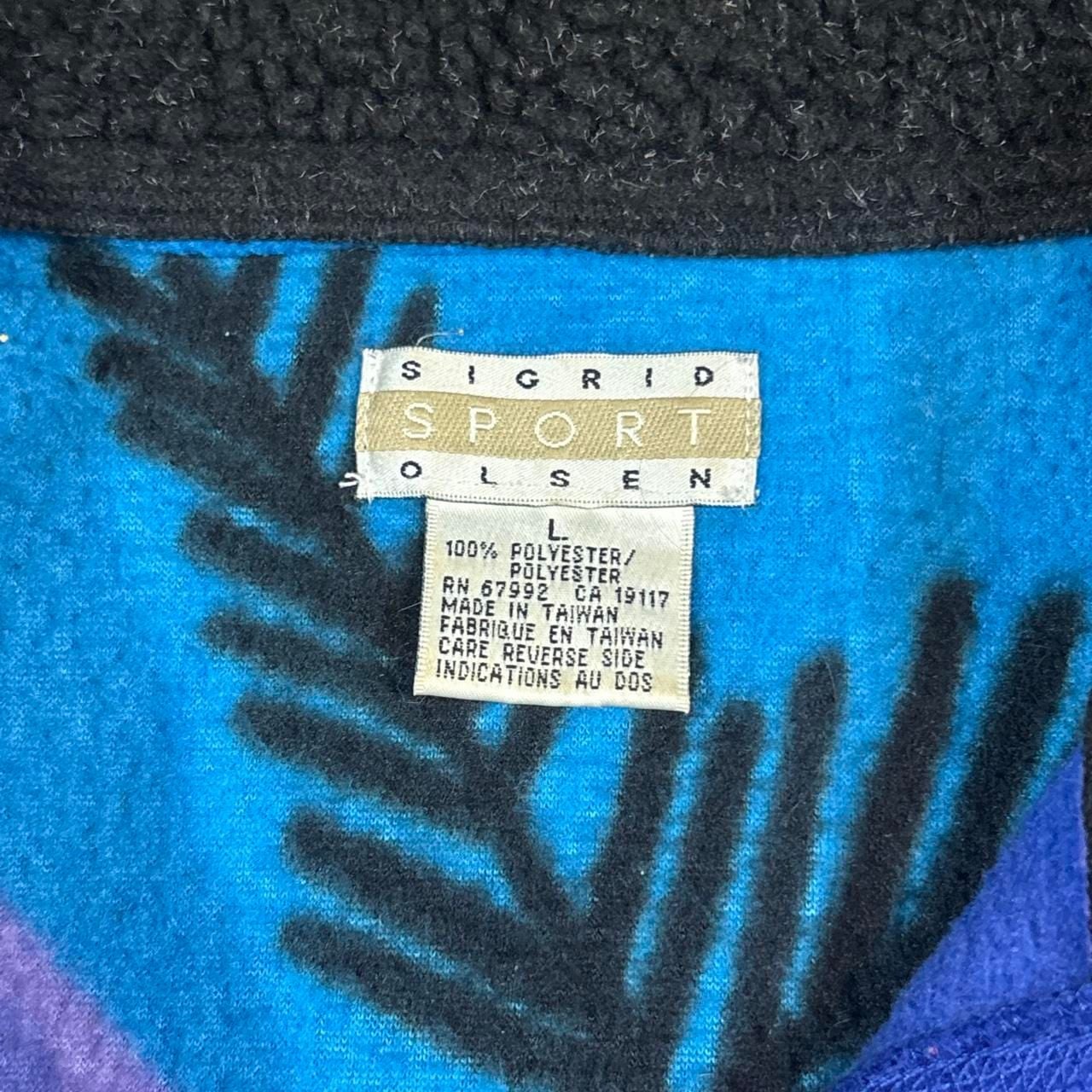 Sigrid Sport Olsen Fleece Jacket Size L Blue Purple Trees Reindeer 3