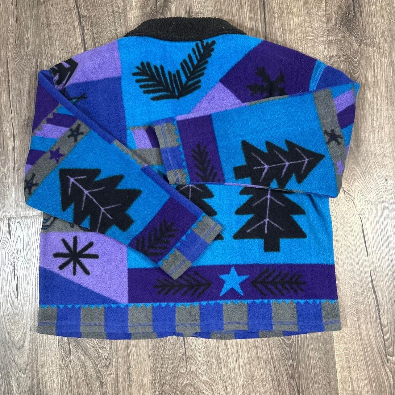 Sigrid Sport Olsen Fleece Jacket Size L Blue Purple Trees Reindeer 4