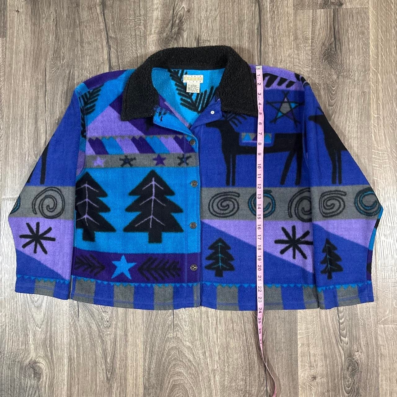 Sigrid Sport Olsen Fleece Jacket Size L Blue Purple Trees Reindeer 6