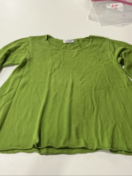 Lightweight Scoop Neck Sweater in Lime Green - Casual Layering 2