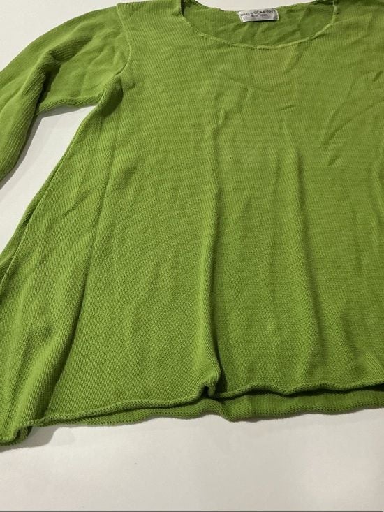 Lightweight Scoop Neck Sweater in Lime Green - Casual Layering 9