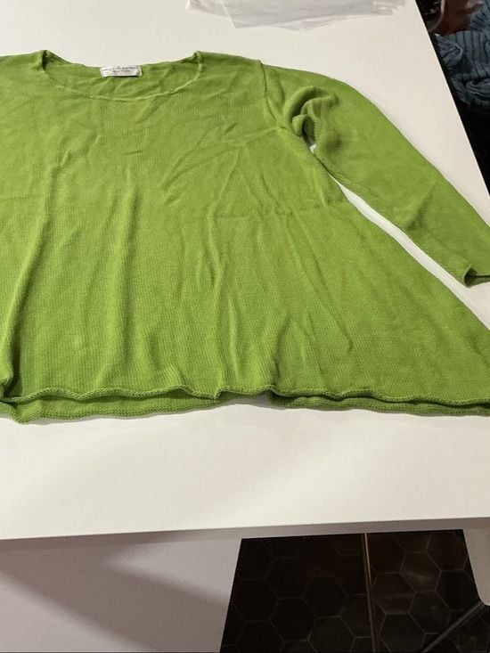 Lightweight Scoop Neck Sweater in Lime Green - Casual Layering 11