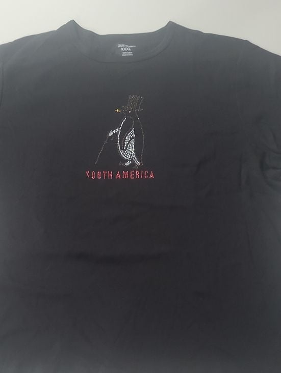 South America Penguin Rhinestone Tee - Black 2