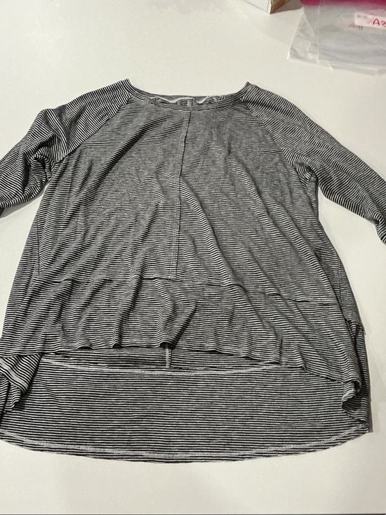Striped Black & White Women's Long Sleeve Top 2