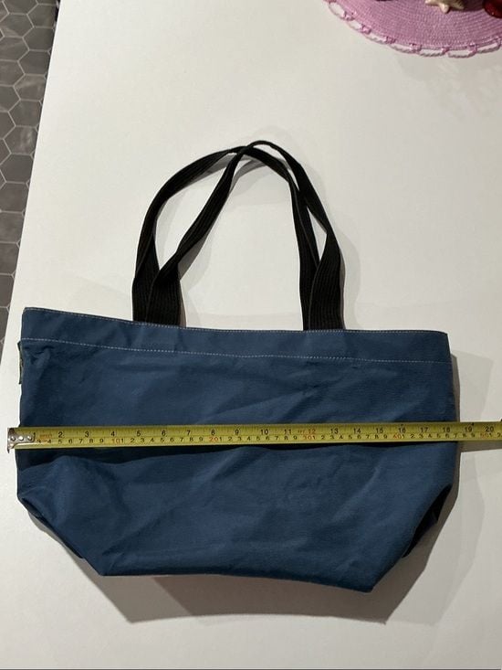 Navy Canvas Tote Bag with Black Webbing Handles 7