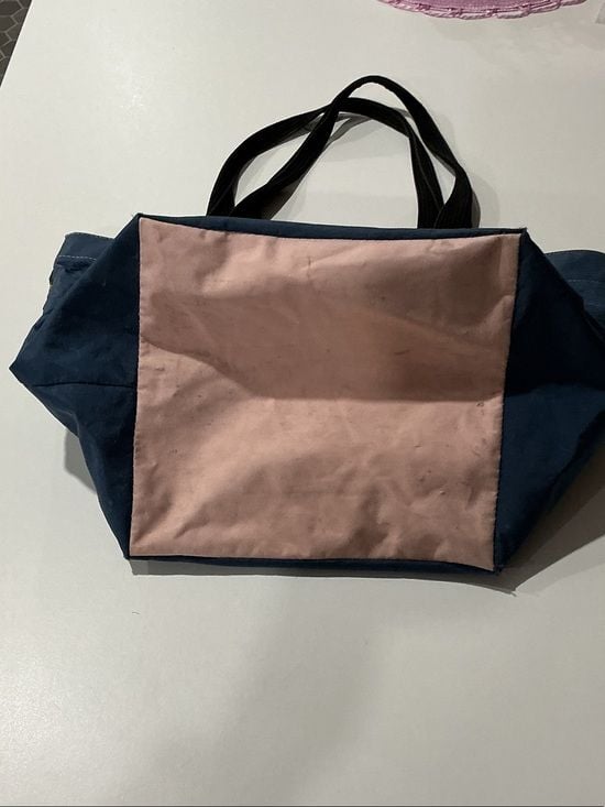 Navy Canvas Tote Bag with Black Webbing Handles 9