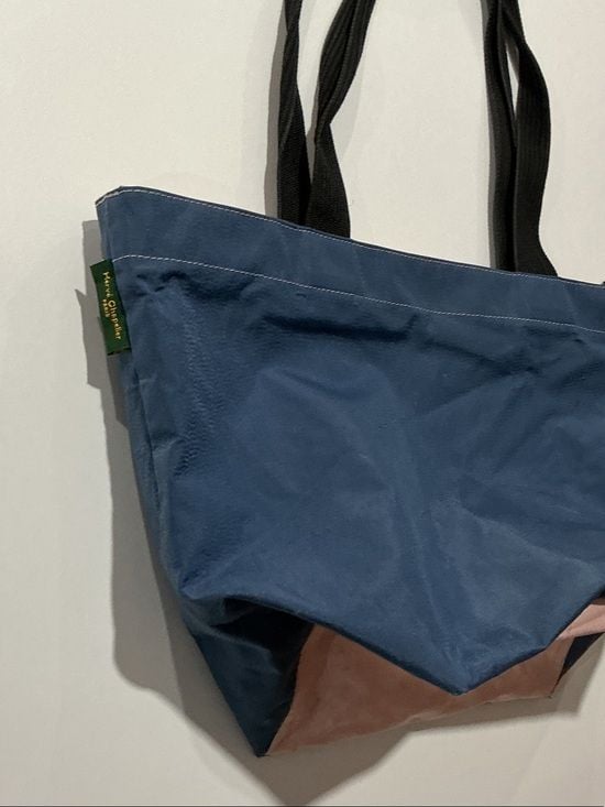 Navy Canvas Tote Bag with Black Webbing Handles 10