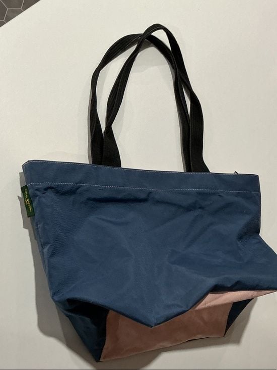 Navy Canvas Tote Bag with Black Webbing Handles 11