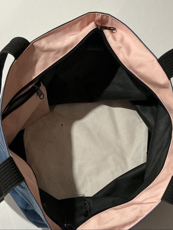 Navy Canvas Tote Bag with Black Webbing Handles 12