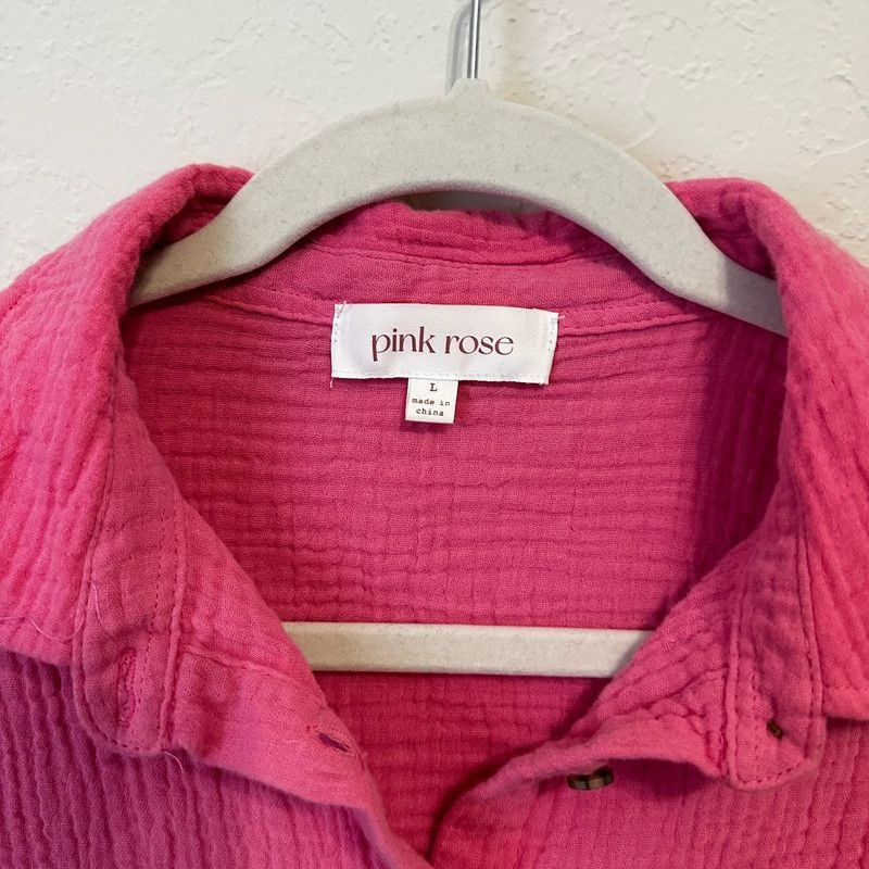 Pink Rose Cotton Button Up 3