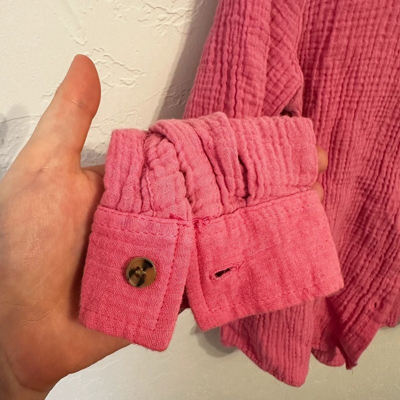 Pink Rose Cotton Button Up 5