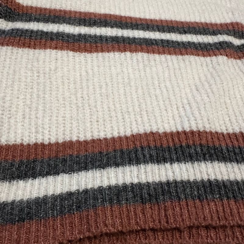Striped Dusty Pink, Grey, and White Sweater 5