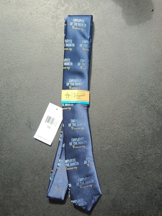 Original Penguin Navy Blue 'Employee of the Month' Silk Tie 1