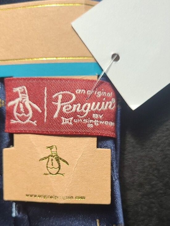 Original Penguin Navy Blue 'Employee of the Month' Silk Tie 2