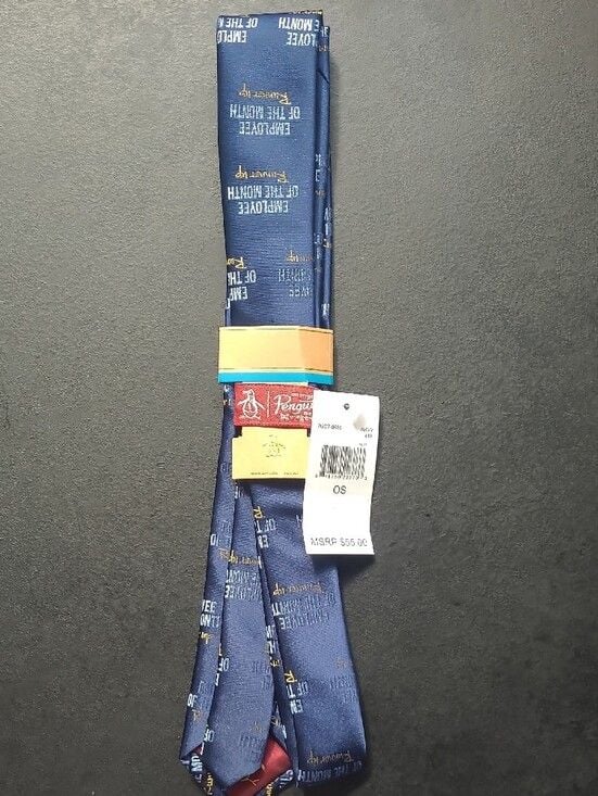 Original Penguin Navy Blue 'Employee of the Month' Silk Tie 4