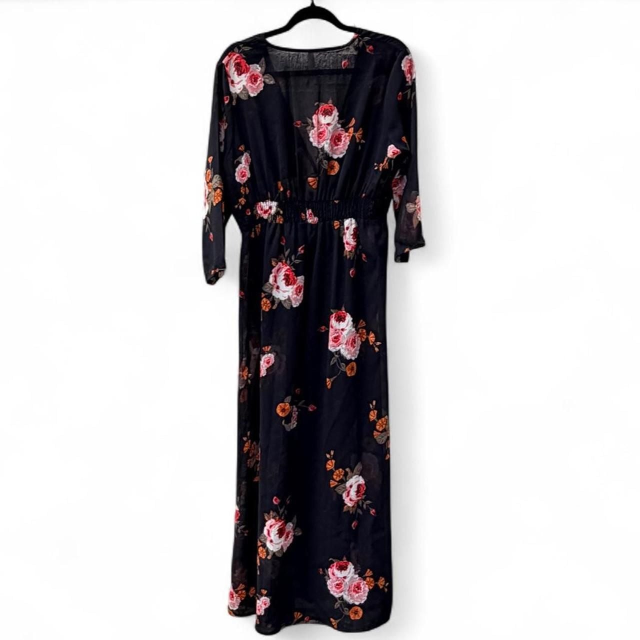 Live 4 Truth Floral Split-Leg Maxi Jumpsuit Size XL Black Rose 3