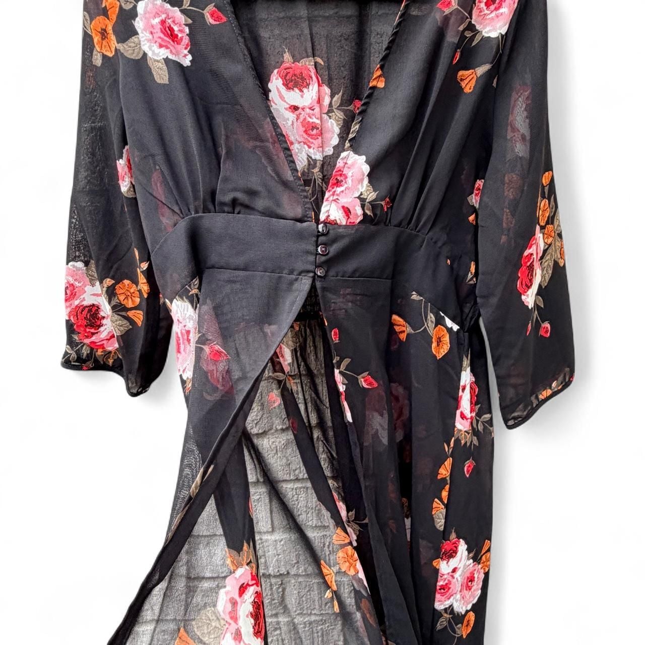 Live 4 Truth Floral Split-Leg Maxi Jumpsuit Size XL Black Rose 5