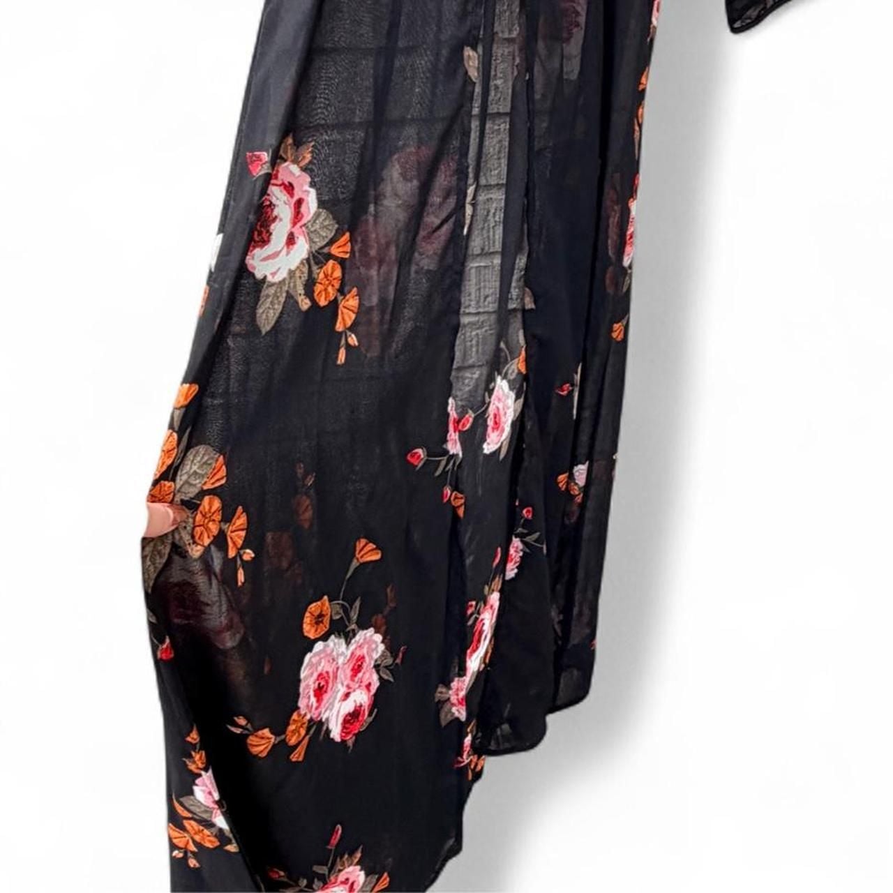 Live 4 Truth Floral Split-Leg Maxi Jumpsuit Size XL Black Rose 6