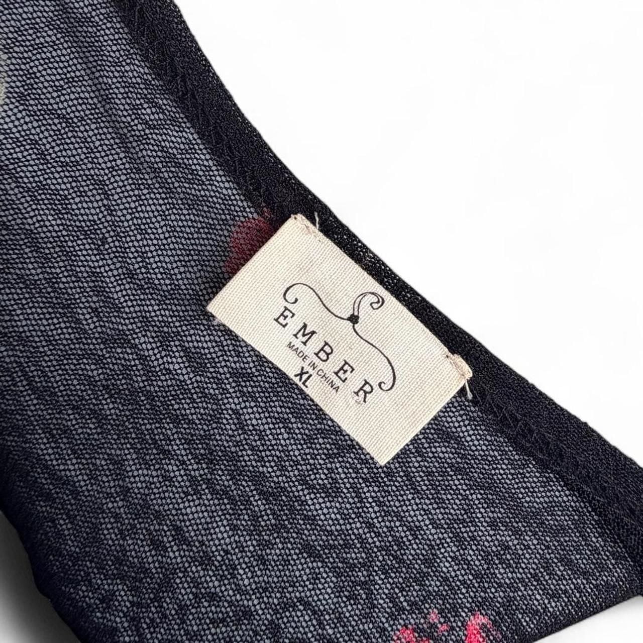 Ember Sheer Floral Mesh Duster Size XL Black Red Rose Maxi Cardigan 6