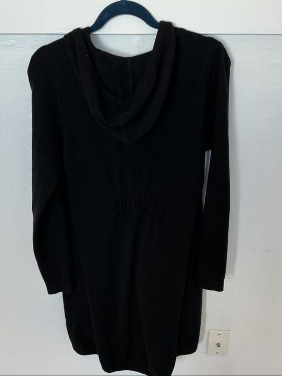 Black Hooded Zip-Front Longline Cardigan 4