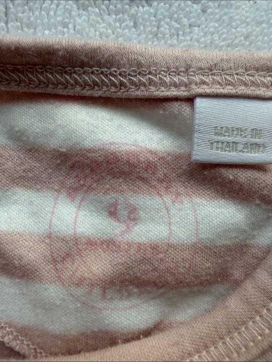 Burberry Pink and White Striped Long-Sleeve Baby One-Piece 2
