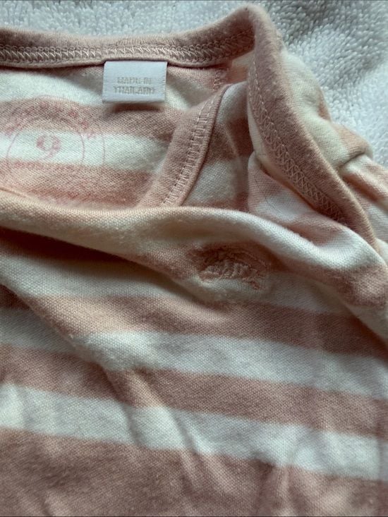 Burberry Pink and White Striped Long-Sleeve Baby One-Piece 3