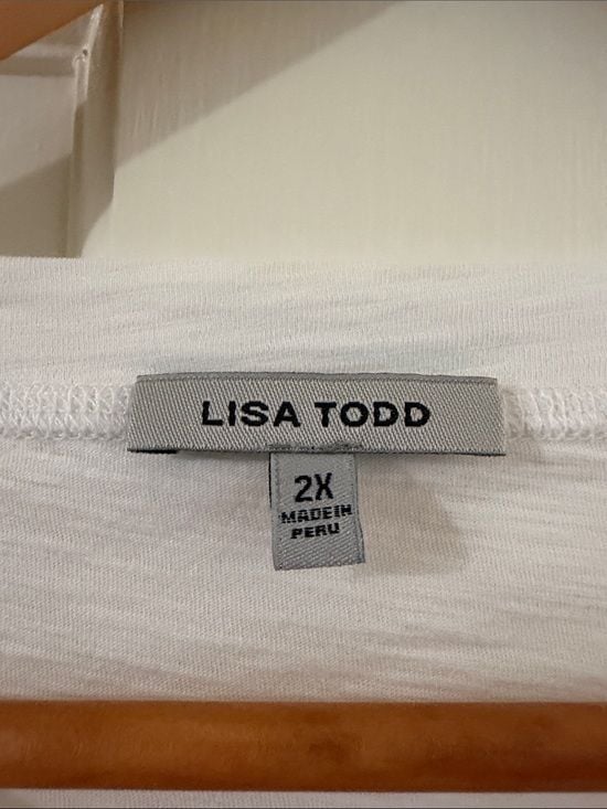 Lisa Todd White Long Sleeve Tee with Green Zipper Accents 3