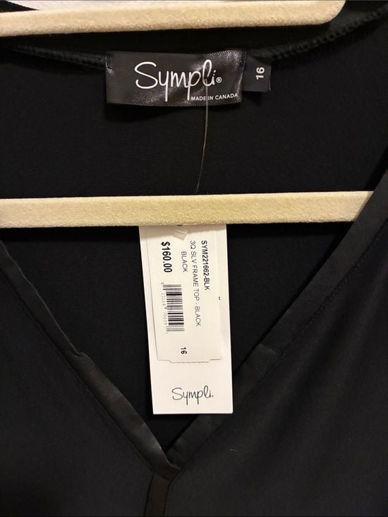 Sympli Black V-Neck 3/4 Sleeve Top 3