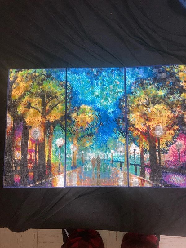 Finished fall canvased diamond painting 1