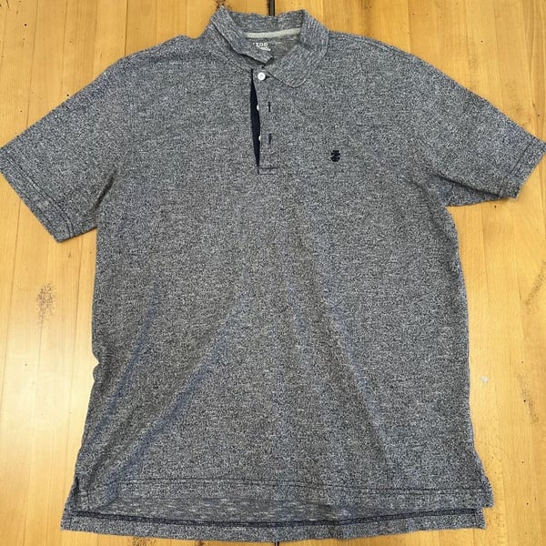 IZOD Saltwater Polo Shirt Size L Gray Heather Cotton Blend