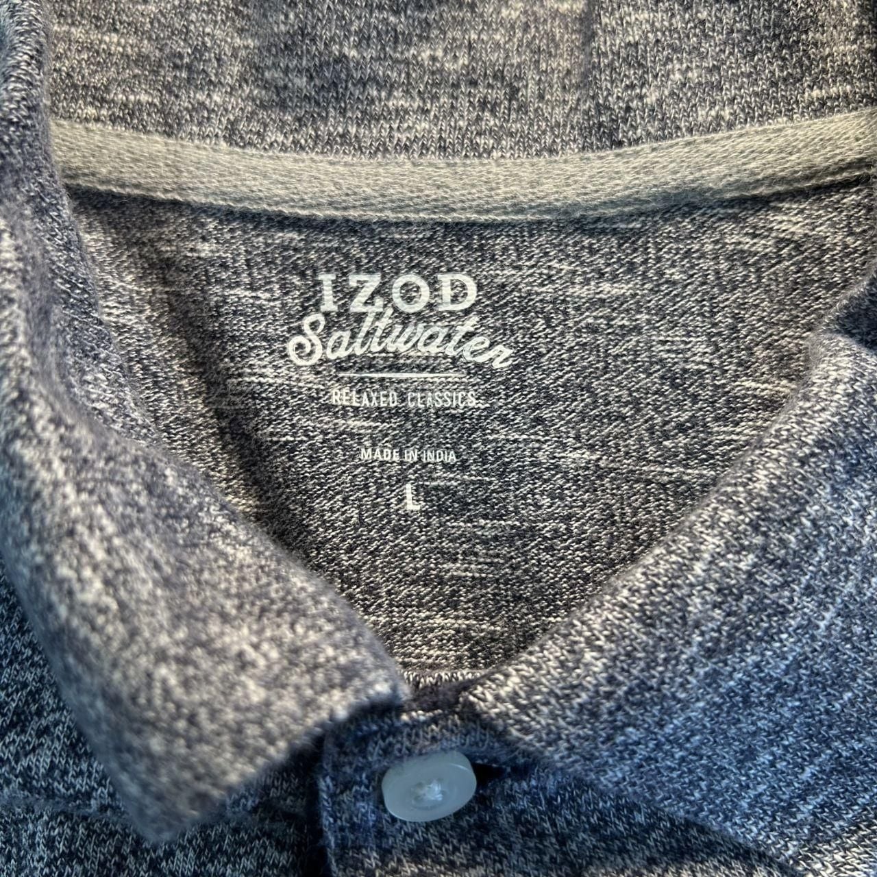 IZOD Saltwater Polo Shirt Size L Gray Heather Cotton Blend 3