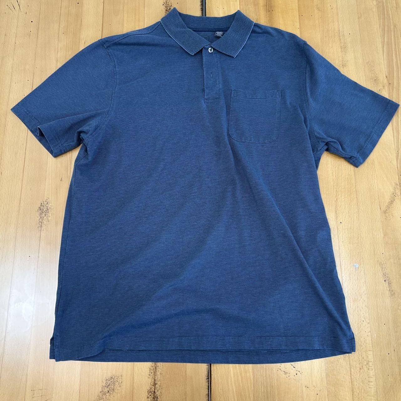Arrow Polo Shirt Size L Blue Pinstripe Pocket 2