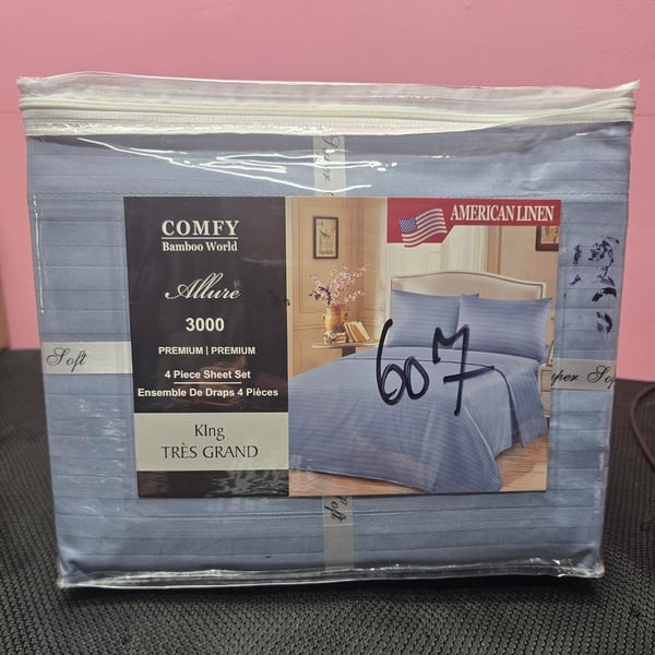 Comfy Bamboo World Allure 3000 King Sheet Set Blue