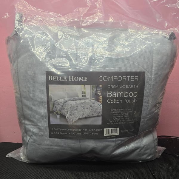 Bella Home Organic Earth Bamboo Comforter King Gray Blue 100"x86"