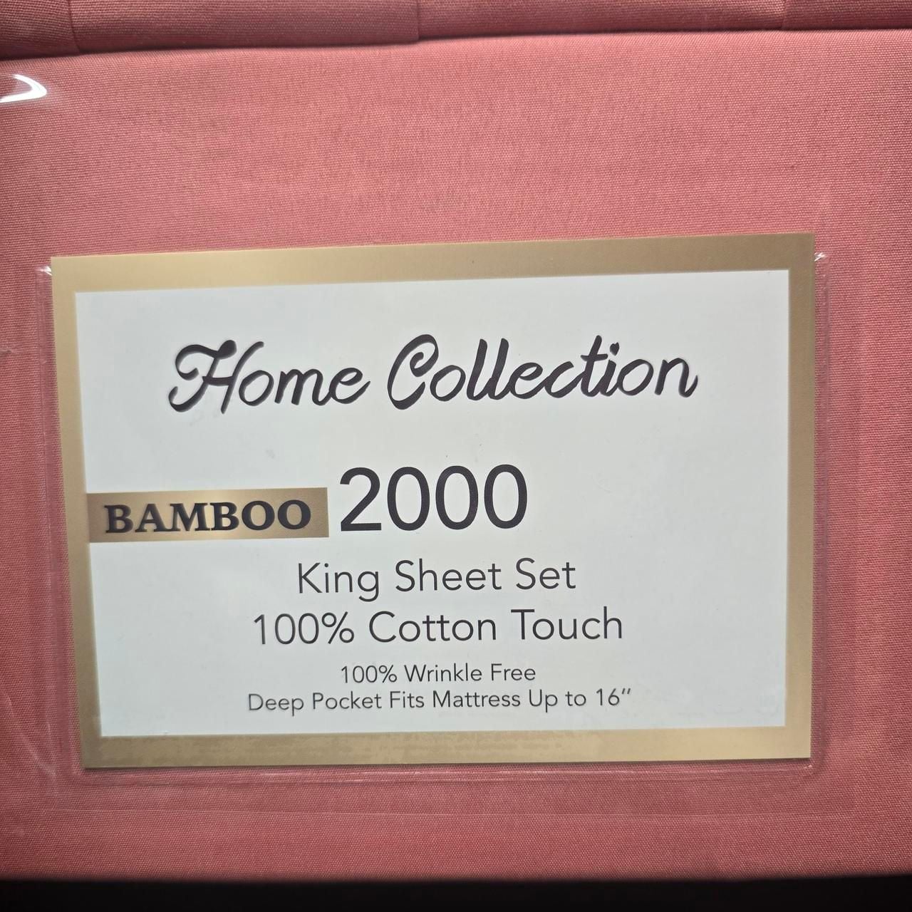 Home Collection Bamboo 2000 King Sheet Set Coral Pink New 2