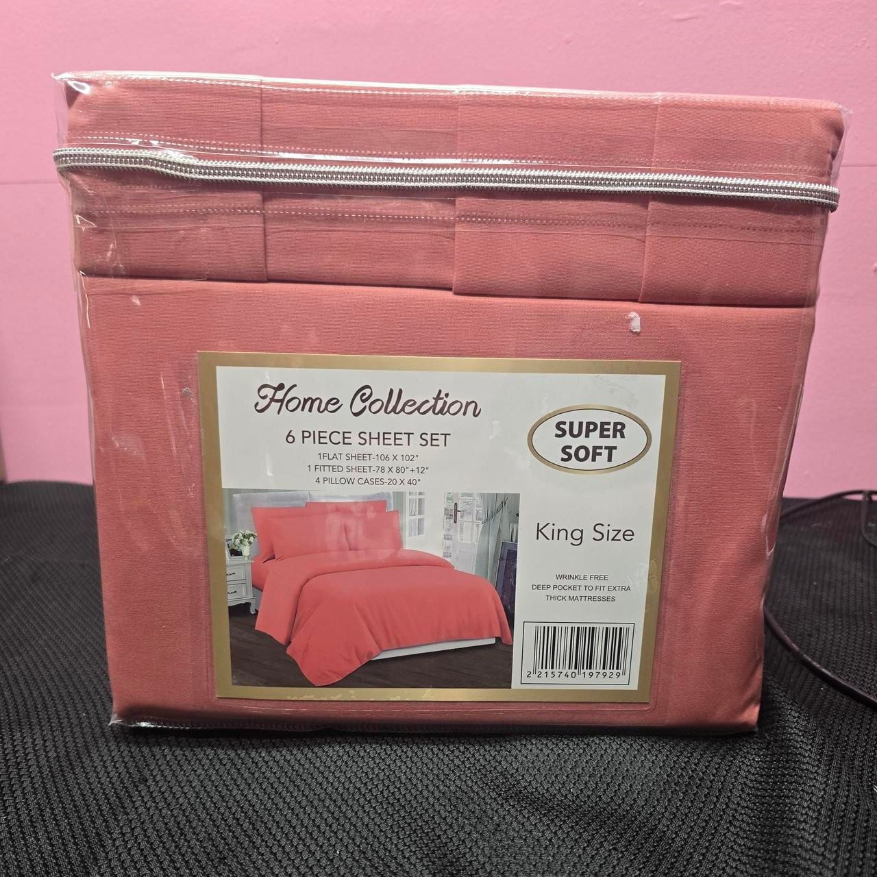Home Collection Bamboo 2000 King Sheet Set Coral Pink New 3