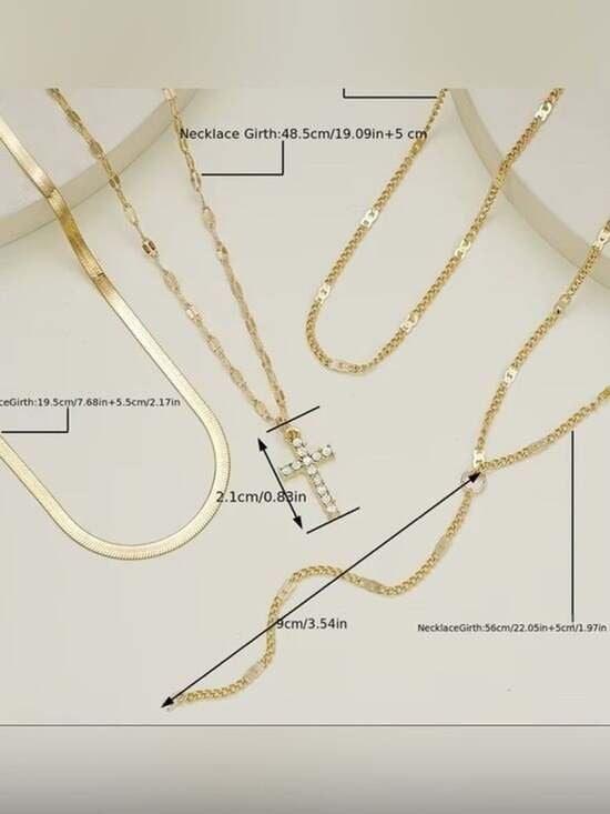 5 Pieces Gold Layered Multicolor Gemstone Cross Necklaces for Women 4