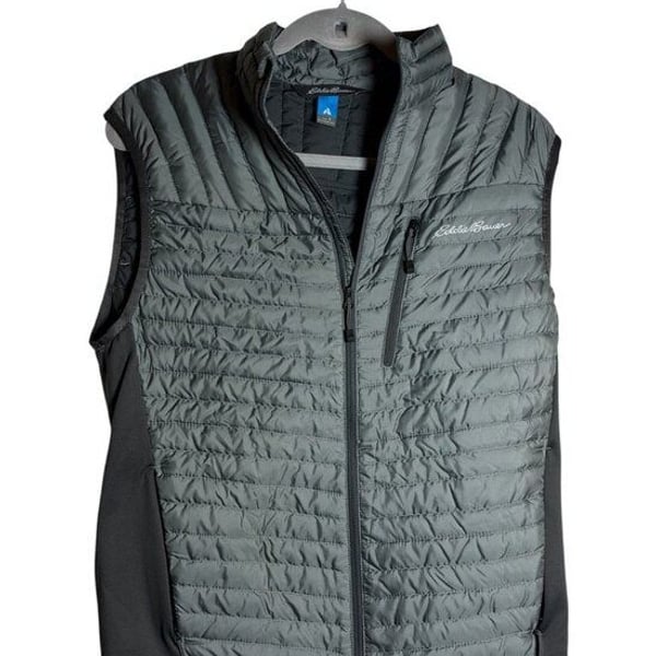 Eddie Bauer First Ascent StormDown Hybrid Puffer Vest Gray Goose Down Mens S