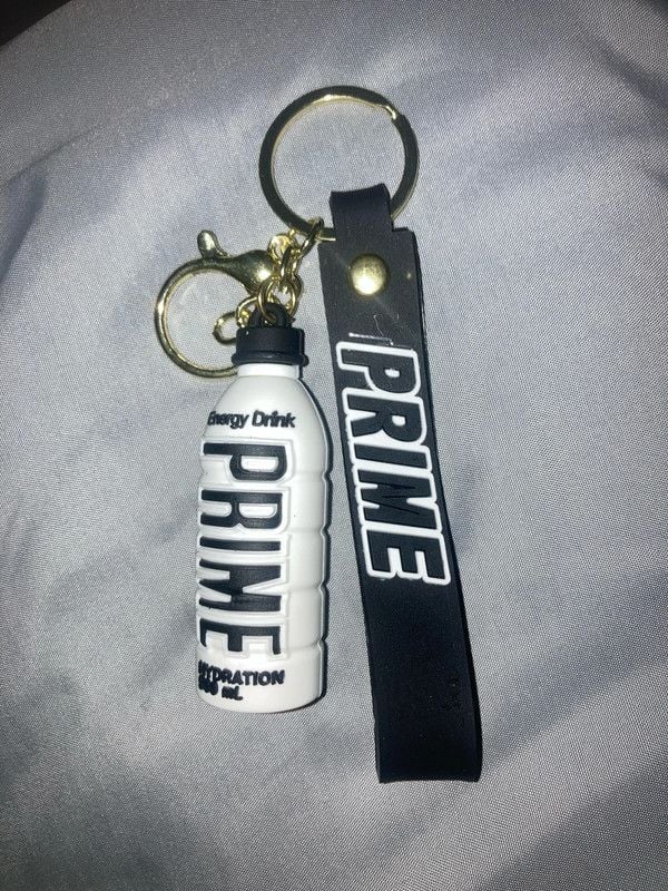 White and black prime bottle keychain 1