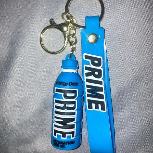 Blue prime bottle keychain