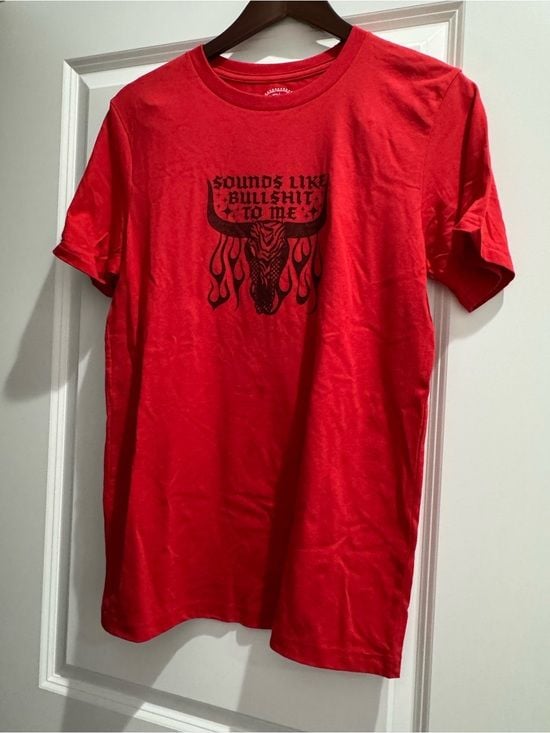 Red Graphic Womens T-Shirt - 'Sounds Like Bullshit To Me' - NWOT 2