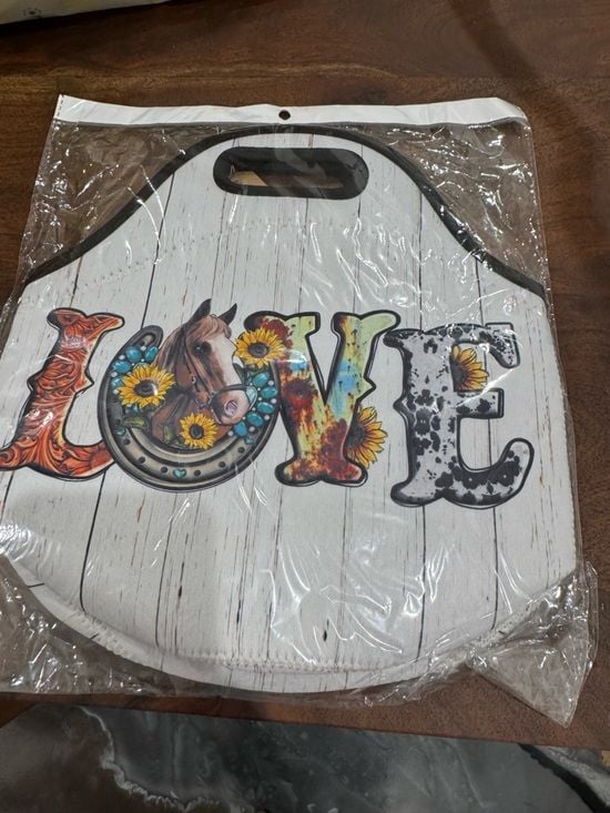 Rustic 'LOVE' Horse and Sunflower Lunch Bag - NIB 1