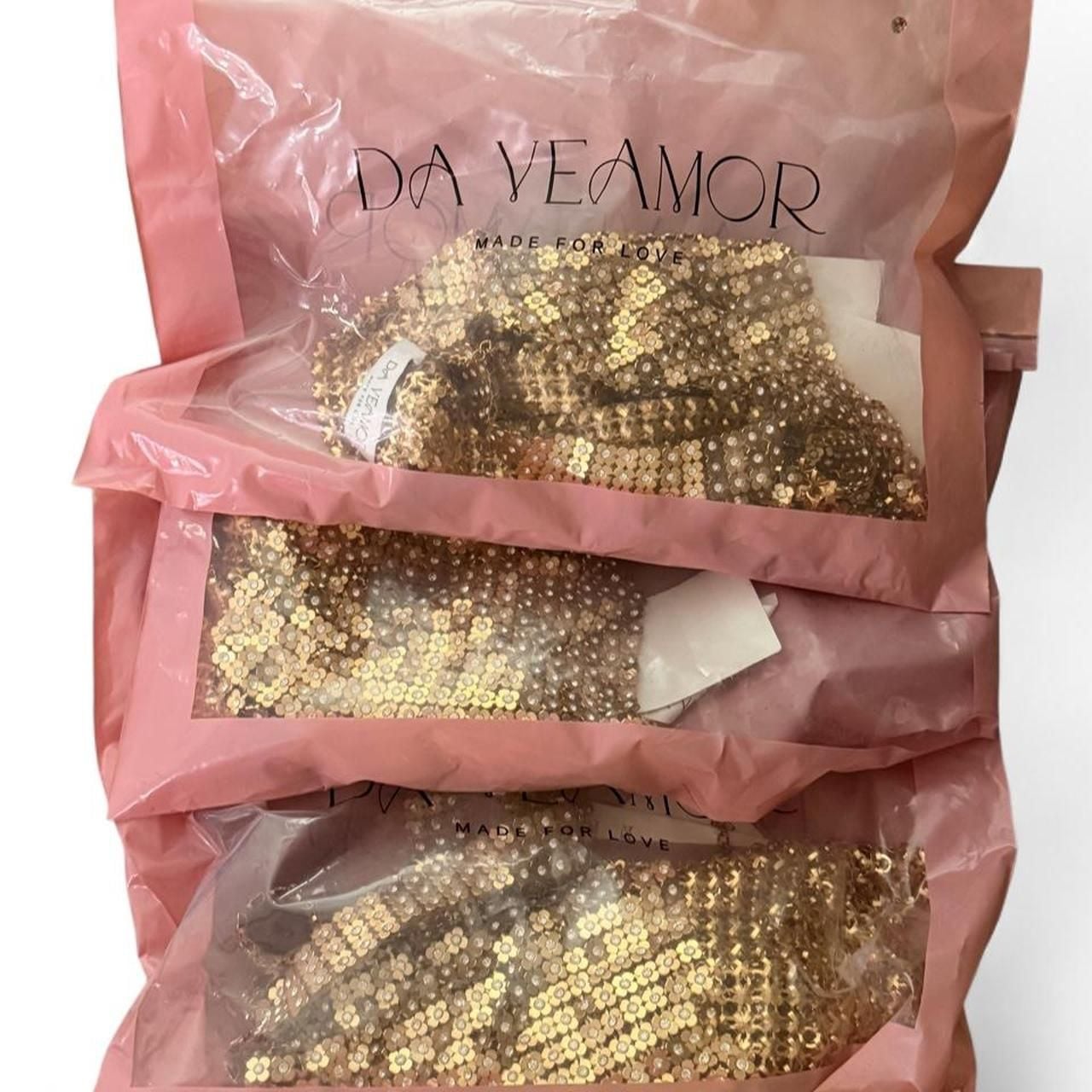 Da Veamor Rhinestone Chainmail Crop Top o/s Gold New 7
