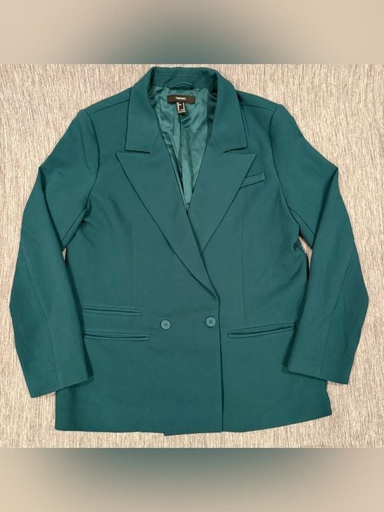 Forever 21 Deep Teal Double-Breasted Blazer 2