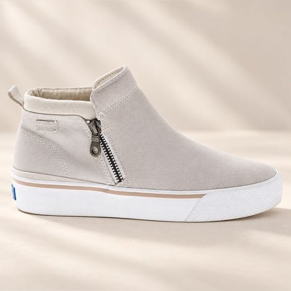 Keds Women’s Size 6.5 Beige High Top Sneakers Side Zip Casual Shoes