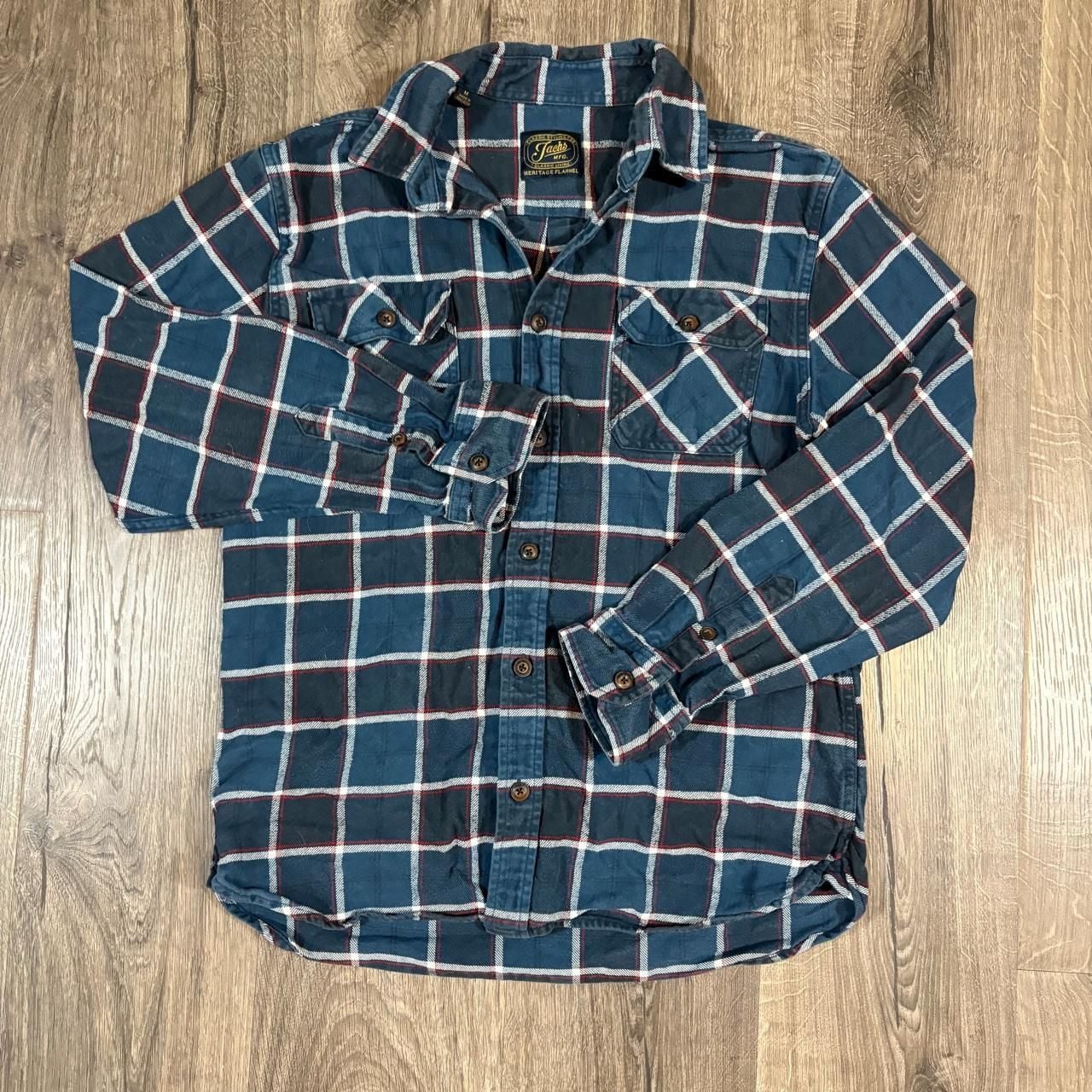 Jachs MFG Heritage Flannel Shirt Size M Blue Plaid 2
